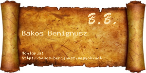 Bakos Benignusz névjegykártya
